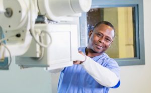 A radiologic technologist at work